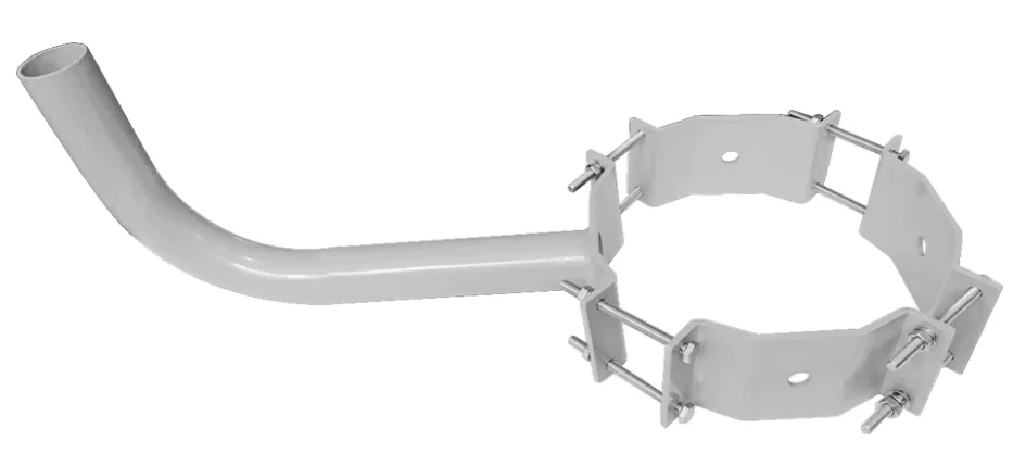 Wrap Around Mount for Wood and Concrete Poles 10" to 13" Diameter - Single Light Version - 90 Degree Angle - Silver Housing
