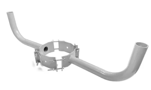 Wrap Around Mount for Wood and Concrete Poles 10" to 13" Diameter - Dual Light Version - 90 Degree Angle - Galvanized Steel/Silver Housing